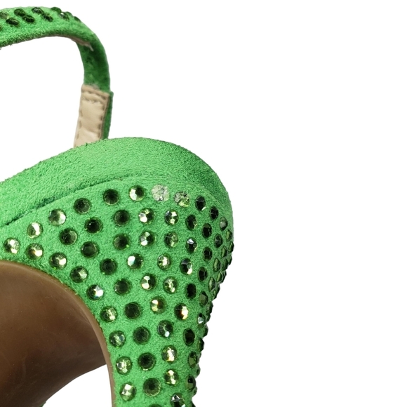 Marc Fisher | Batila Lime Green Embellished Open Toe Stiletto Heels Women's 7 - Picture 10 of 12